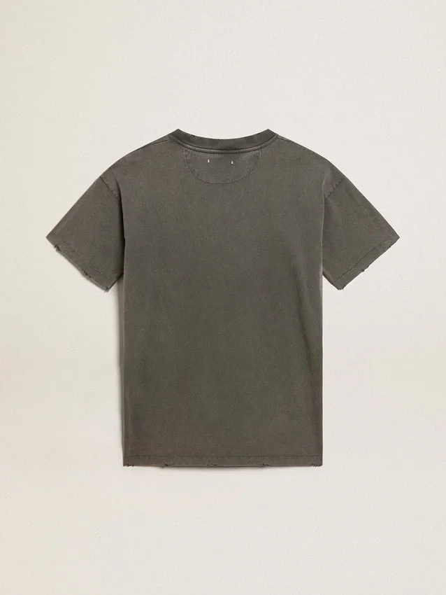 Damska szara sukienka typu T-shirt z efektem postarzenia