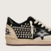 Damskie buty Ball Star LAB z czarnego zamszu z ćwiekami i błyszczącą czarną skórzaną gwiazdą