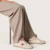 Damskie buty Ball Star LTD z beżowej skóry z różową gwiazdą z siateczki i niebieską skórzaną wstawką na pięcie