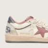 Damskie buty Ball Star LTD z beżowej skóry z różową gwiazdą z siateczki i niebieską skórzaną wstawką na pięcie