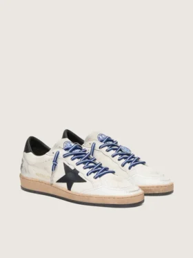Damskie buty Ball Star LTD z białej skóry nappa z czarną skórzaną gwiazdą i naszywką na pięcie