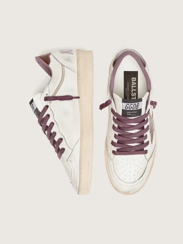 Damskie buty Ball Star LTD z białej skóry z bordową skórzaną gwiazdą