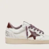 Damskie buty Ball Star LTD z białej skóry z bordową skórzaną gwiazdą