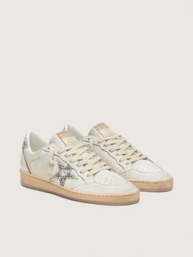 Damskie buty Ball Star LTD z białej skóry z gwiazdą z kuczej skóry w zwierzęcy wzór