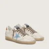 Damskie buty Ball Star LTD z białej skóry z jasnoniebieską haftowaną gwiazdą