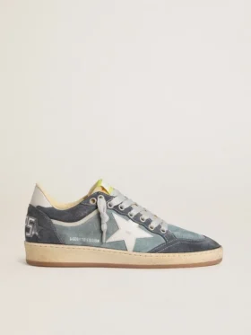 Damskie buty Ball Star LTD z jasnoniebieskiego zamszu z mlecznobiałą skórzaną gwiazdą i naszywką na pięcie