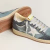 Damskie buty Ball Star LTD z jasnoniebieskiego zamszu z mlecznobiałą skórzaną gwiazdą i naszywką na pięcie