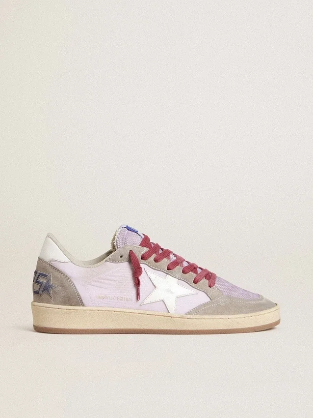Damskie buty Ball Star LTD z liliowego nylonu z białą skórzaną gwiazdą i zamszowymi wstawkami