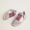 Damskie buty Ball Star LTD z liliowego nylonu z białą skórzaną gwiazdą i zamszowymi wstawkami