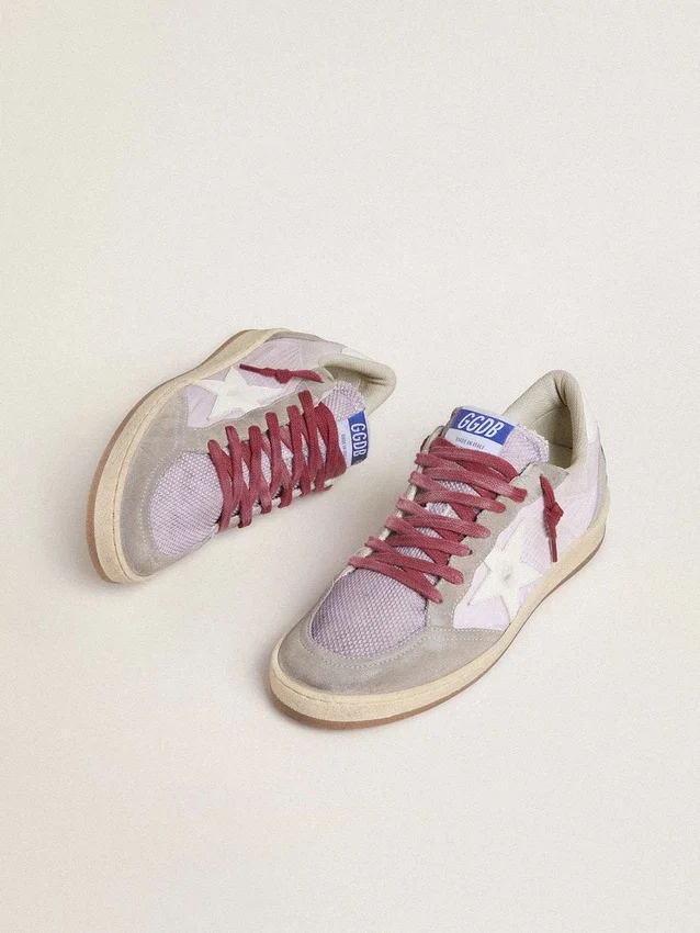 Damskie buty Ball Star LTD z liliowego nylonu z białą skórzaną gwiazdą i zamszowymi wstawkami