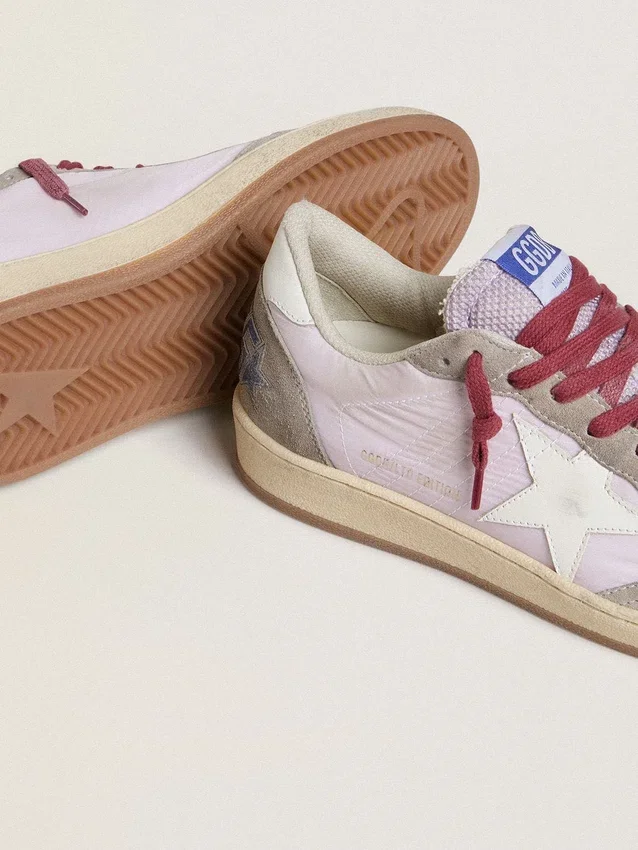 Damskie buty Ball Star LTD z liliowego nylonu z białą skórzaną gwiazdą i zamszowymi wstawkami