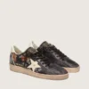 Damskie buty Ball Star LTD z nappy w kolorze hebanowym z wielobarwnym haftem i białą gwiazdą