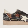 Damskie buty Ball Star LTD z nappy w kolorze hebanowym z wielobarwnym haftem i białą gwiazdą