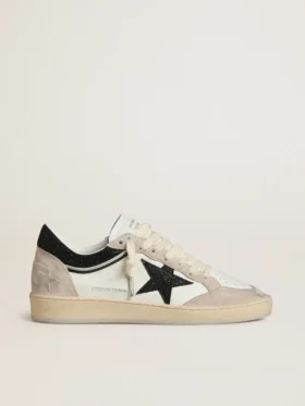 Damskie buty Ball Star LTD z nappy z czarną kryształową gwiazdą i beżowymi zamszowymi wstawkami