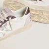 Damskie buty Ball Star LTD z nappy z gwiazdą z platynowej foliowanej skóry i burgundową nakładką na piętę z nubuku