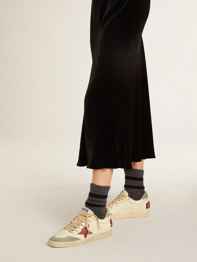 Damskie buty Ball Star LTD z nappy ze skórzaną gwiazdą i srebrną zamszową wstawką na pięcie