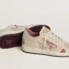 Damskie buty Ball Star LTD z różowego i beżowego zamszu z perłowo-szarą skórzaną wstawką na pięcie