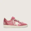 Damskie buty Ball Star LTD z różowego zamszu z kremową skórzaną gwiazdą i czerwonymi zamszowymi wstawkami