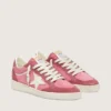 Damskie buty Ball Star LTD z różowego zamszu z kremową skórzaną gwiazdą i czerwonymi zamszowymi wstawkami