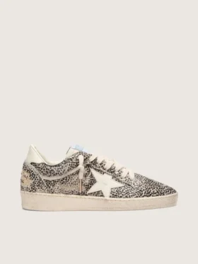 Damskie buty Ball Star LTD z skóry kucyka w panterkę z kremową skórzaną gwiazdą