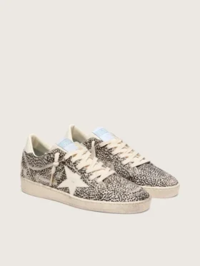 Damskie buty Ball Star LTD z skóry kucyka w panterkę z kremową skórzaną gwiazdą