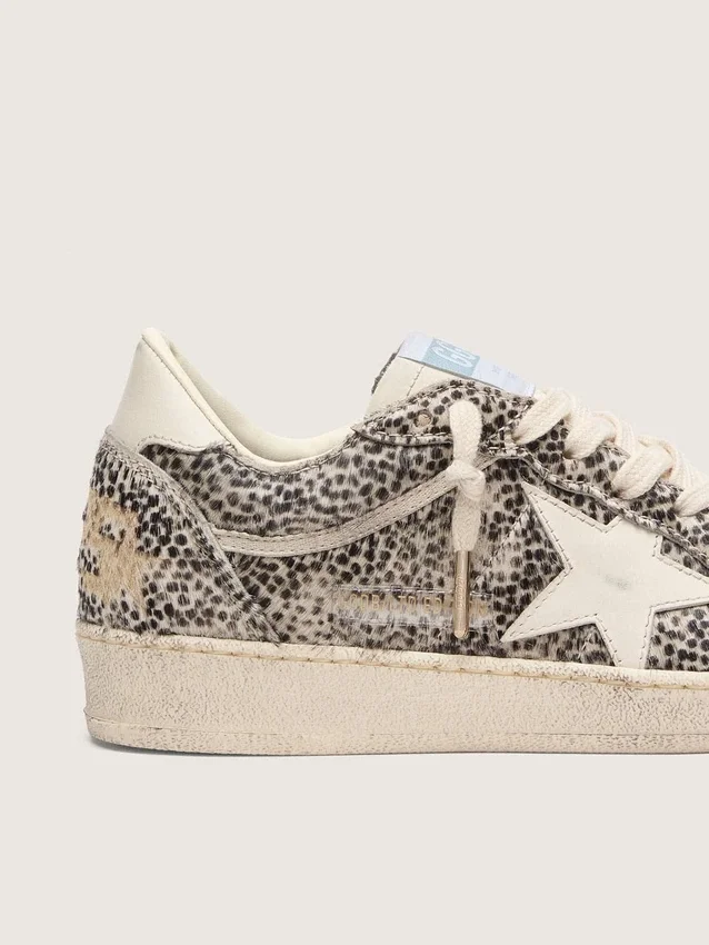 Damskie buty Ball Star LTD z skóry kucyka w panterkę z kremową skórzaną gwiazdą