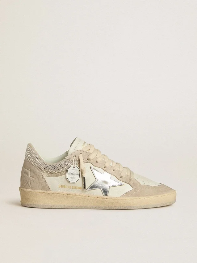 Damskie buty Ball Star LTD z skóry nappa i zamszu ze srebrną skórzaną gwiazdką i kryształkami Swarovskiego