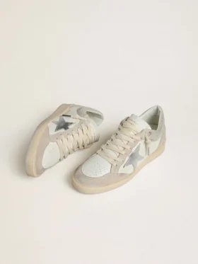 Damskie buty Ball Star LTD z skóry nappa i zamszu ze srebrną skórzaną gwiazdką i kryształkami Swarovskiego