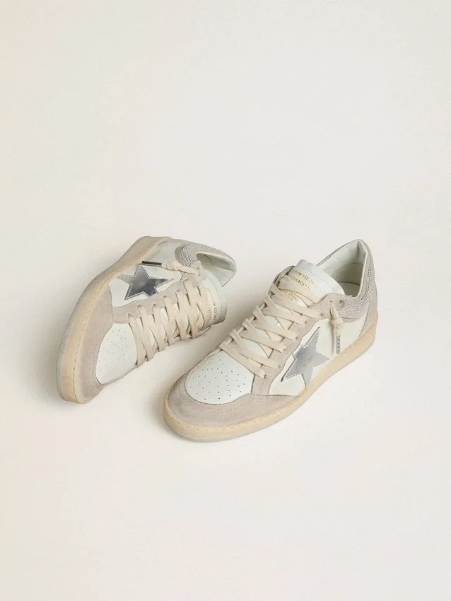 Damskie buty Ball Star LTD z skóry nappa i zamszu ze srebrną skórzaną gwiazdką i kryształkami Swarovskiego