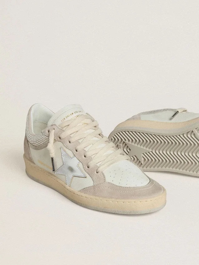 Damskie buty Ball Star LTD z skóry nappa i zamszu ze srebrną skórzaną gwiazdką i kryształkami Swarovskiego