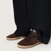 Damskie buty Ball Star z brązowego zamszu z brązową skórzaną gwiazdą i skórzaną wstawką na pięcie
