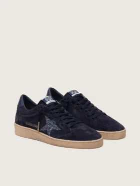 Damskie buty Ball Star z ciemnoniebieskiego zamszu z ciemnoniebieską gwiazdką z brokatem