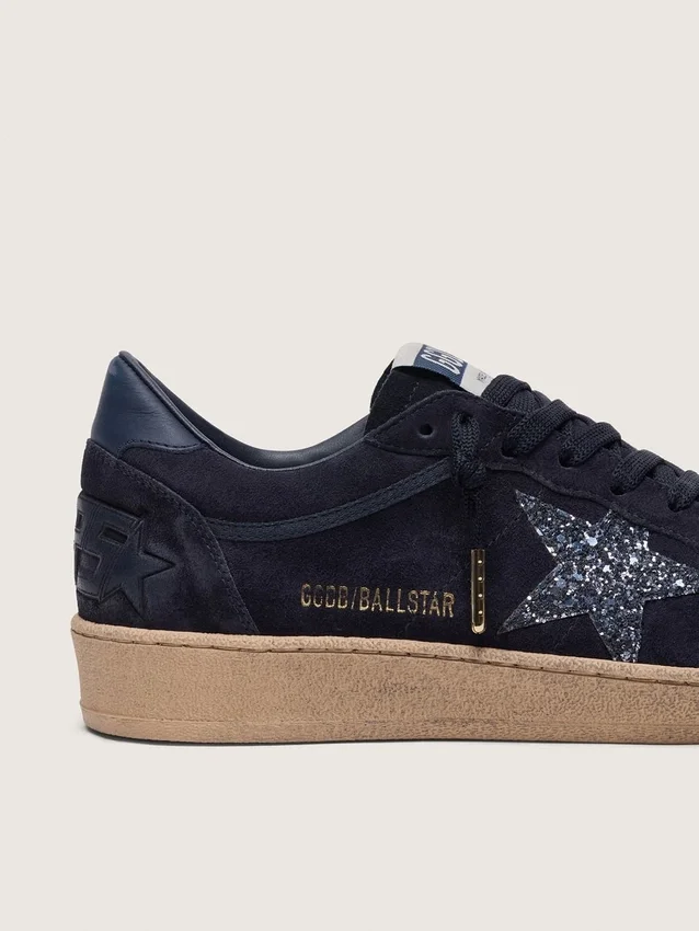 Damskie buty Ball Star z ciemnoniebieskiego zamszu z ciemnoniebieską gwiazdką z brokatem