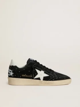 Damskie buty Ball Star z czarnego zamszu z ćwiekami i białą skórzaną gwiazdką
