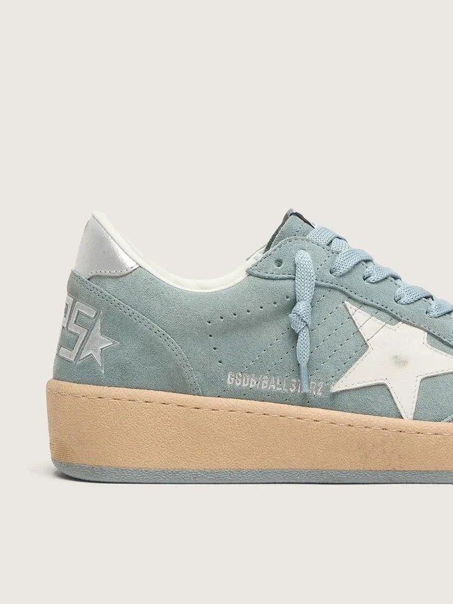 Damskie buty Ball Star z jasnoniebieskiego zamszu z białą gwiazdą