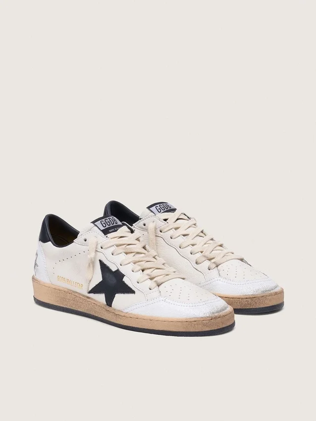 Damskie buty Ball Star z nappy z czarną gwiazdą i czarną wstawką na pięcie