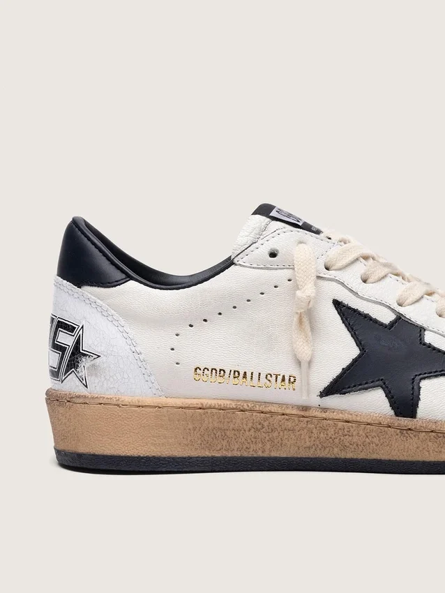 Damskie buty Ball Star z nappy z czarną gwiazdą i czarną wstawką na pięcie