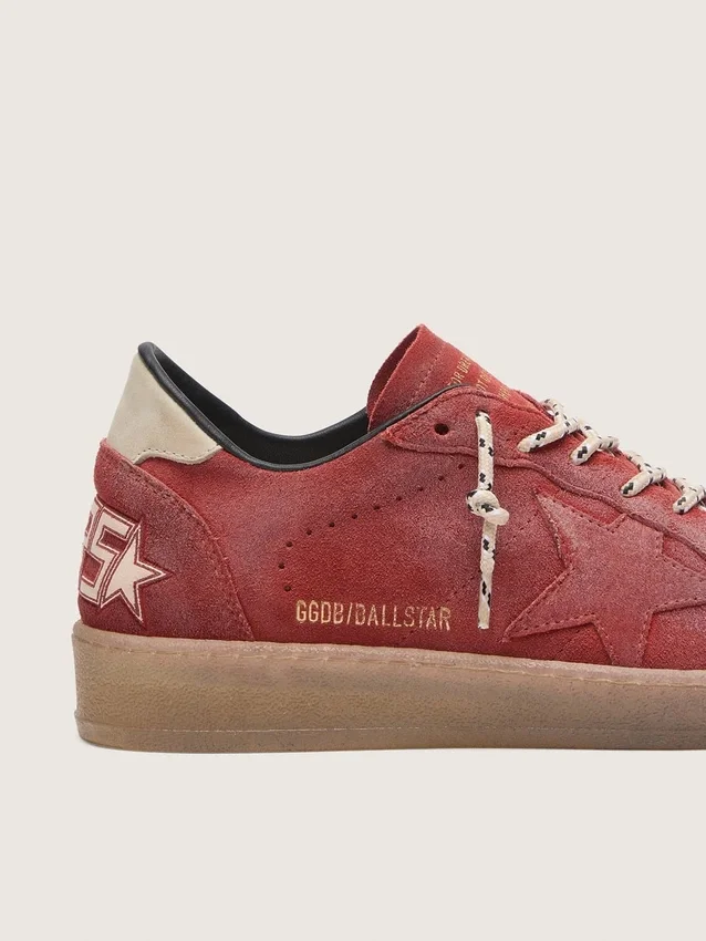 Damskie buty Ball Star z zardzewiało-czerwonego zamszu z gwiazdą w tym samym odcieniu