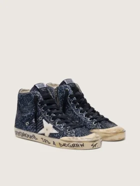Damskie buty Francy w ciemnoniebieskim kolorze z brokatem i białą gwiazdką