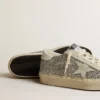 Damskie buty Hi Star w srebrnym brokacie z zamszową gwiazdą i białą wstawką na pięcie
