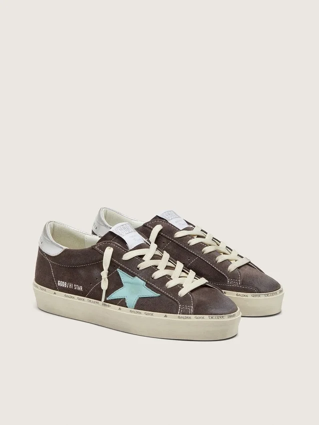 Damskie buty Hi Star z ciemnoszarego zamszu z gwiazdą w kolorze turkusowym