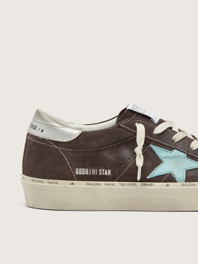 Damskie buty Hi Star z ciemnoszarego zamszu z gwiazdą w kolorze turkusowym