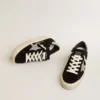 Damskie buty Hi Star z czarnego zamszu ze srebrną gwiazdą z brokatem