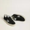 Damskie buty Hi Star z czarnego zamszu ze srebrną gwiazdą z kryształów Swarovskiego