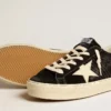 Damskie buty Hi Star z czarnej skóry z srebrną, brokatową wstawką na pięcie