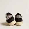 Damskie buty Hi Star z czarnej skóry z srebrną, brokatową wstawką na pięcie