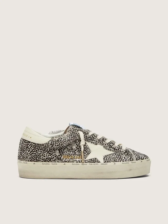 Damskie buty Hi Star z czarno-białej skóry kucyka z białą skórzaną gwiazdą