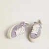 Damskie buty Hi Star z fioletowego zamszu ze srebrną gwiazdą z brokatem