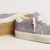 Damskie buty Hi Star z fioletowego zamszu ze srebrną gwiazdą z brokatem