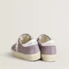 Damskie buty Hi Star z fioletowego zamszu ze srebrną gwiazdą z brokatem